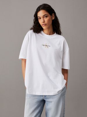 white monogram boyfriend t-shirt for women calvin klein jeans