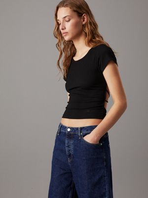 black tie detail open back top for women calvin klein jeans