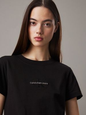 ck black slim monogram t-shirt for women calvin klein jeans