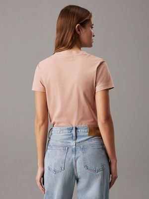pink slim monogram t-shirt for women calvin klein jeans