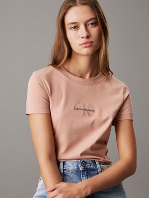 t-shirt con monogramma slim tuscany da donne calvin klein jeans