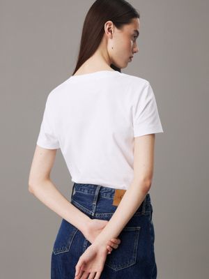 bright white slim monogram t-shirt for women calvin klein jeans