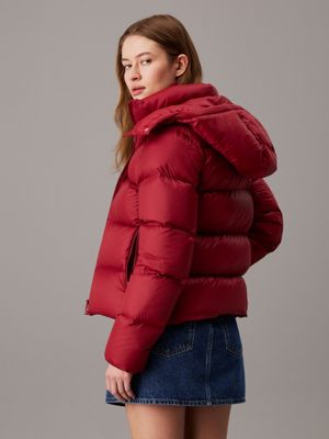 red currant short down puffer jacket for women calvin klein jeans