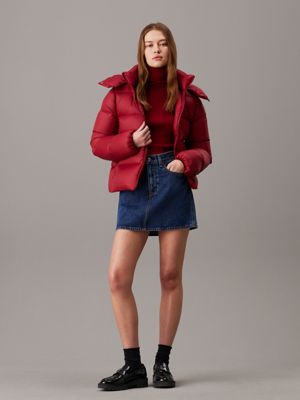 red currant short down puffer jacket for women calvin klein jeans