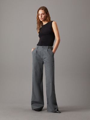 endless grey loose straight chino trousers for women calvin klein jeans