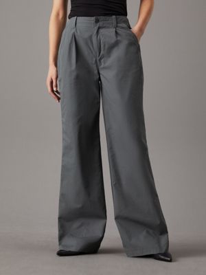 endless grey loose straight chino trousers for women calvin klein jeans