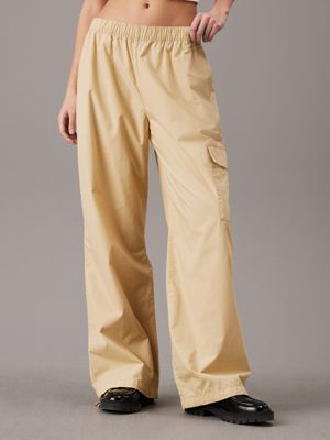 khaki cotton utility trousers for women calvin klein jeans