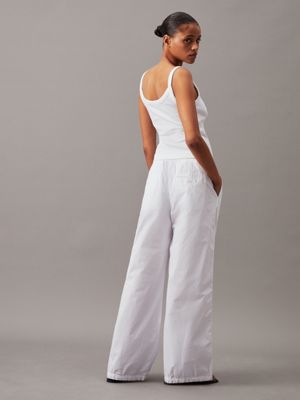 bright white cotton utility trousers for women calvin klein jeans