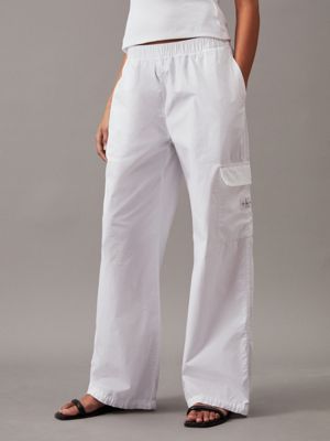 white cotton utility trousers for women calvin klein jeans