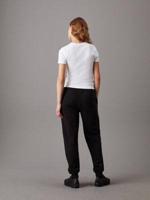 ck black relaxed monogram fleece joggers for women calvin klein jeans