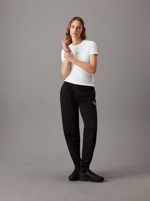 ck black relaxed monogram fleece joggers for women calvin klein jeans