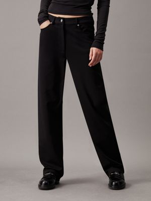 black slim milano jersey trousers for women calvin klein jeans