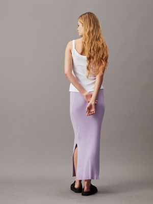 pastel lilac soft ribbed lyocell maxi skirt for women calvin klein jeans