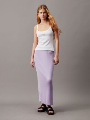 pastel lilac soft ribbed lyocell maxi skirt for women calvin klein jeans