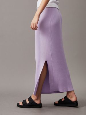 purple soft ribbed lyocell maxi skirt for women calvin klein jeans