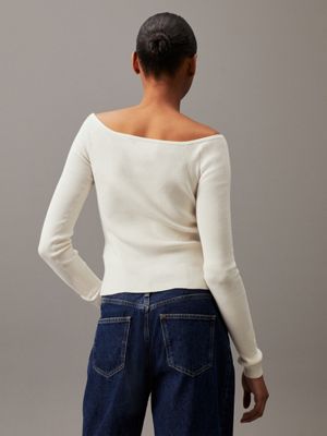 ivory slim ribbed cotton cardigan for women calvin klein jeans