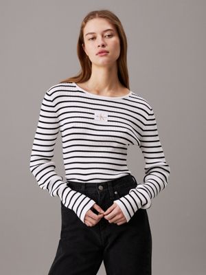 black slim ribbed lyocell jumper for women calvin klein jeans