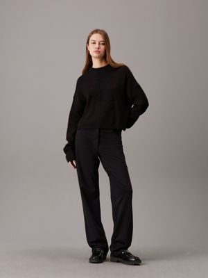 ck black ribbed cotton monogram jumper for women calvin klein jeans