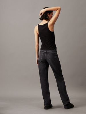 Calvin Klein Jeans canotta crop donna a costine nero