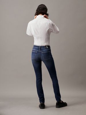 denim dark mid rise skinny jeans for women calvin klein jeans