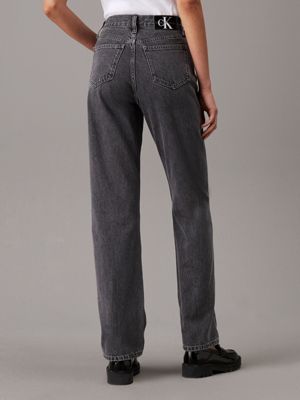 denim grey high rise straight jeans for women calvin klein jeans