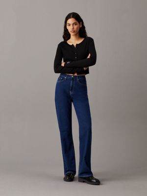 denim dark high rise straight jeans for women calvin klein jeans