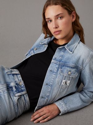 denim light cropped 90's denim jacket for women calvin klein jeans