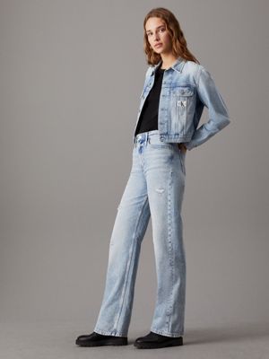 denim light cropped 90's denim jacket for women calvin klein jeans