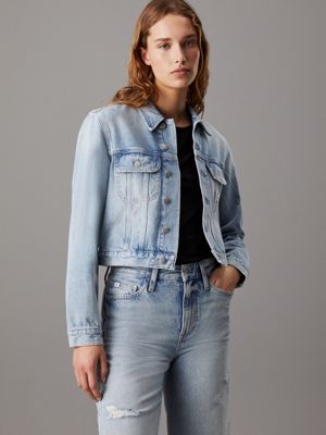 denim cropped 90's denim jacket for women calvin klein jeans