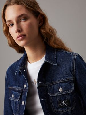 denim medium cropped 90's denim jacket for women calvin klein jeans