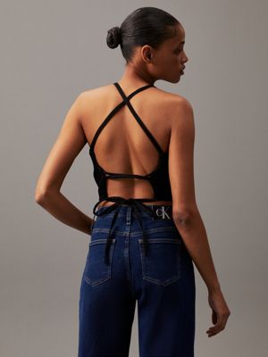 denim tie back denim top for women calvin klein jeans