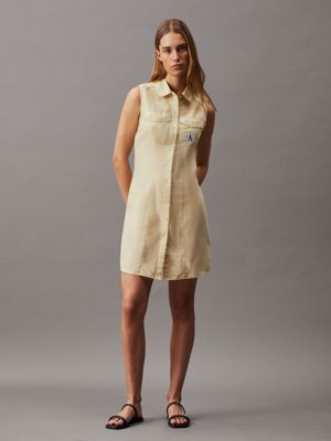 Linen Cotton Sleeveless Dress Calvin Klein J20J223690LFU