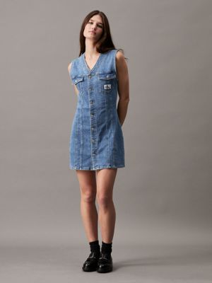 denim sleeveless denim mini dress for women calvin klein jeans