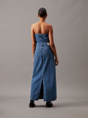 denim light strapless denim maxi dress for women calvin klein jeans