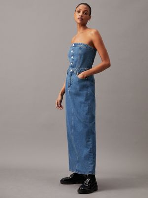 Denim maxi jurk sale