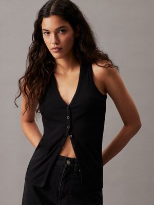 Calvin Klein Jeans Women's Black Tops on Sale