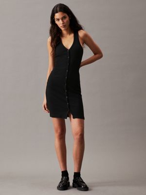 Dress Calvin Klein Jeans Crepe Short Sleeve Midi Dress Black