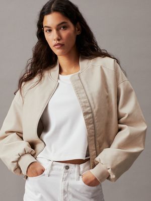 Faux Leather Bomber Jacket Calvin Klein J20J223762ACF