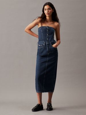 Denim Bandeau Maxi Dress