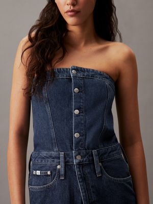 denim dark denim bandeau maxi dress for women calvin klein jeans