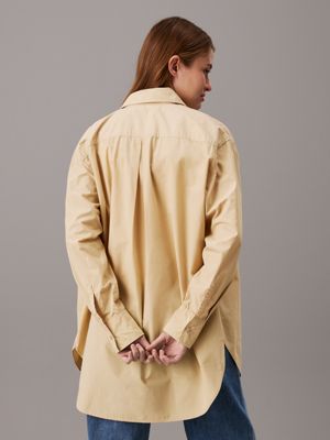 pale khaki oversized cotton utility shirt for women calvin klein jeans