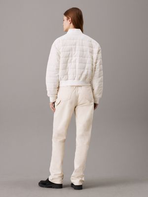 ivory quilted bomber jacket for women calvin klein jeans