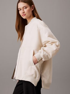 eggshell relaxed sateen bomber jacket for women calvin klein jeans