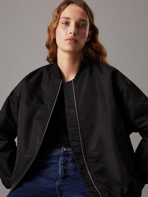 ck black relaxed sateen bomber jacket for women calvin klein jeans