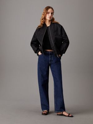 ck black relaxed sateen bomber jacket for women calvin klein jeans