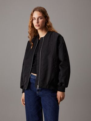 black relaxed sateen bomber jacket for women calvin klein jeans