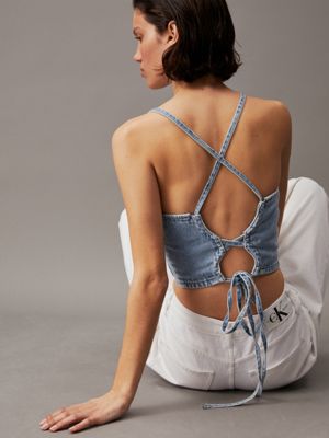 denim tie back denim top for women calvin klein jeans