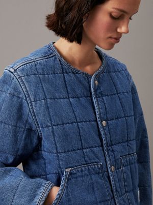 Denim padded jacket online