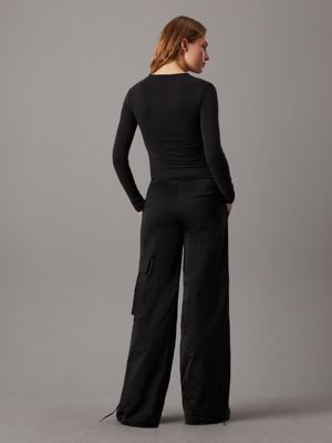 ck black satin utility cargo pants for women calvin klein jeans