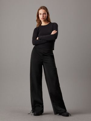 ck black satin utility cargo pants for women calvin klein jeans